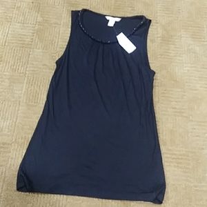 NWT Banana Republic black beaded sleeveless top xs